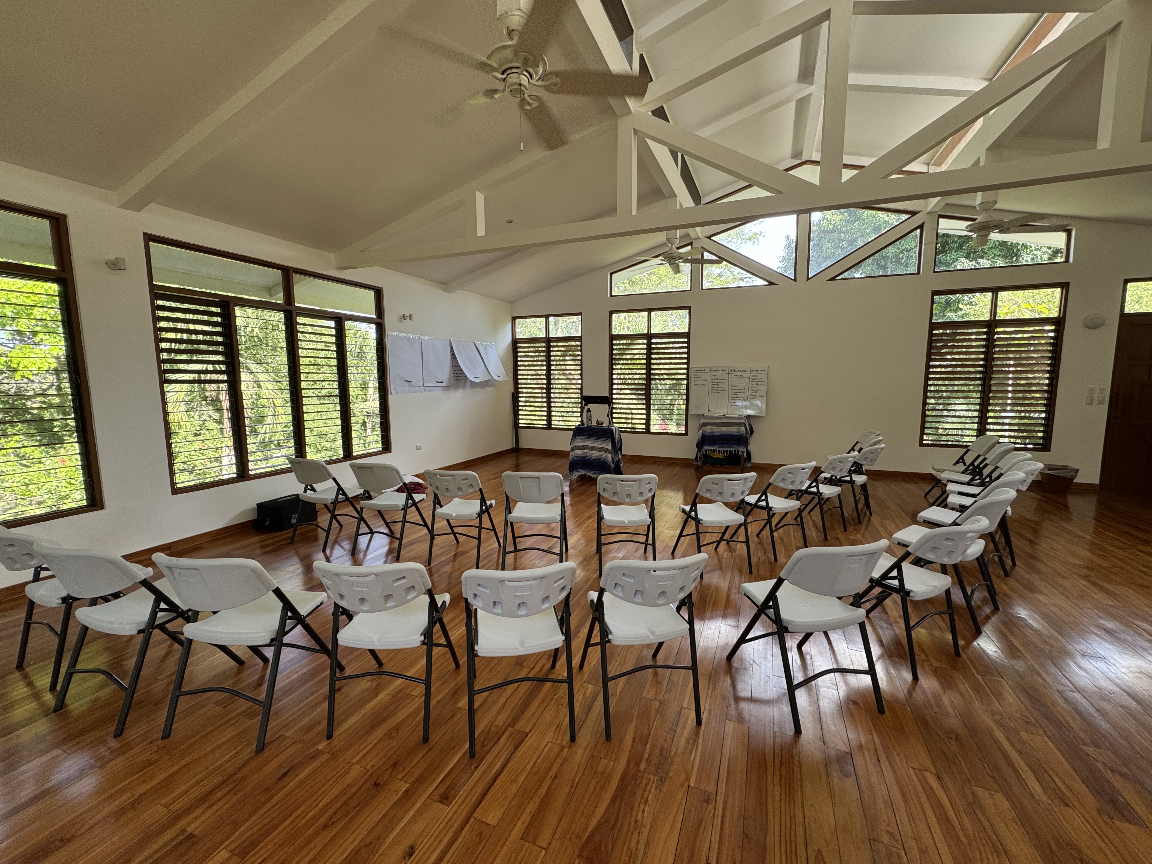 Retreat space arranged in a circle for group work